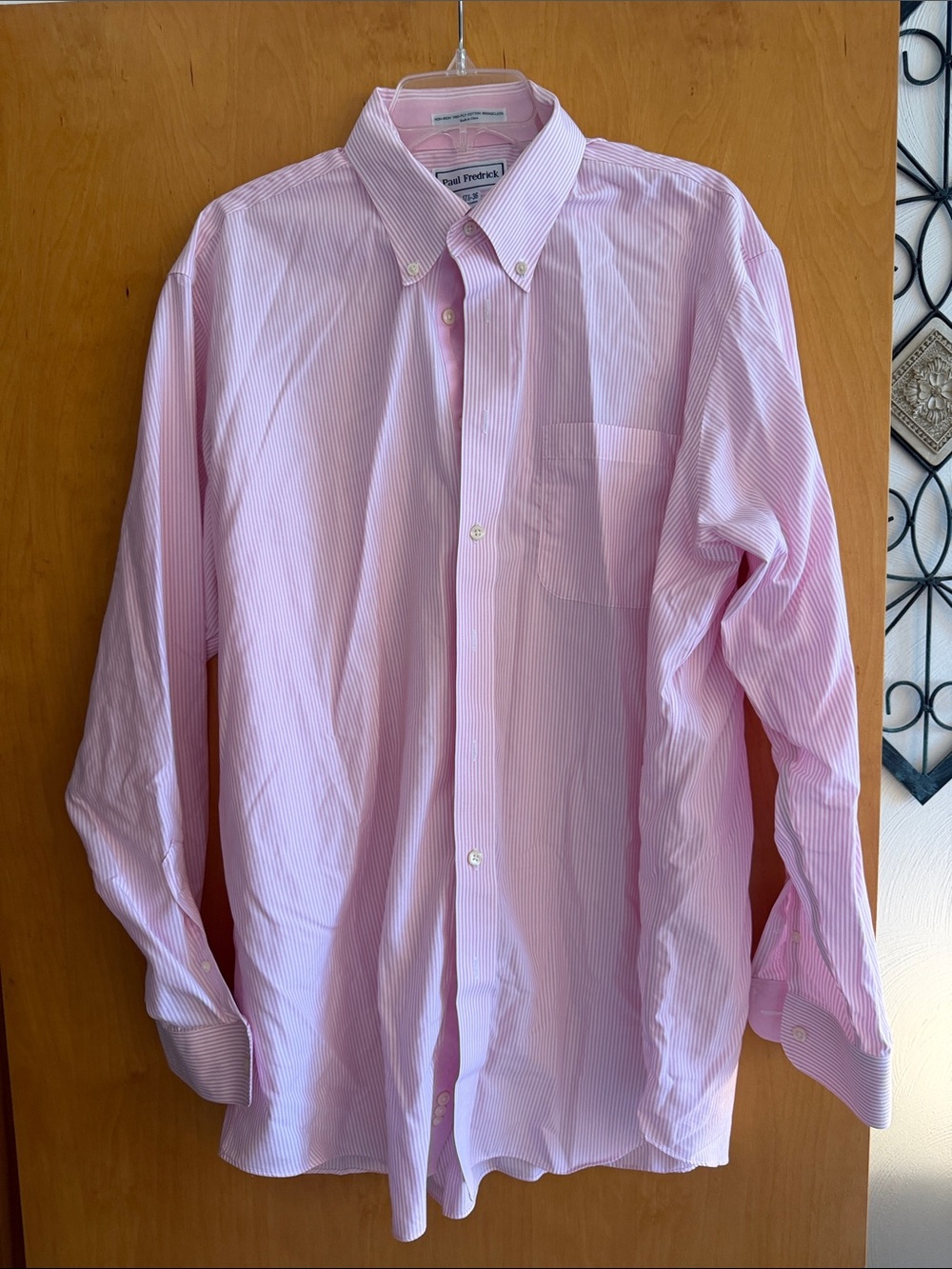 Paul Fredrick Light Pink Striped Button-Down Dress Shirt